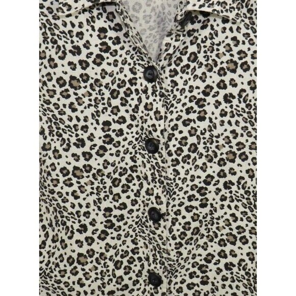 Vintage Briggs Women's Leopard Print Woven Button Up Short Sleeve Top Size M - Picture 3 of 11